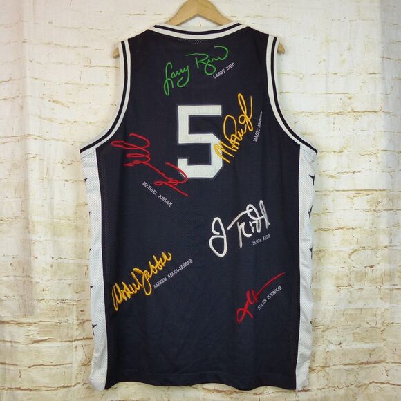 VTG NBA All Star Jersey 2XL Embroidered Autographs Jordan Kobe Lebron Magic Bird - Picture 2 of 16